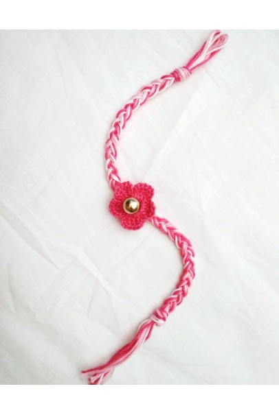 Happy Threads Handcrafted Crochet Raakhi (Pink)